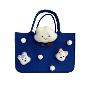 Westie Dog Cartoon Portable Grocery Felt Tote For Boys Gift Bag For Kids Age 4-12