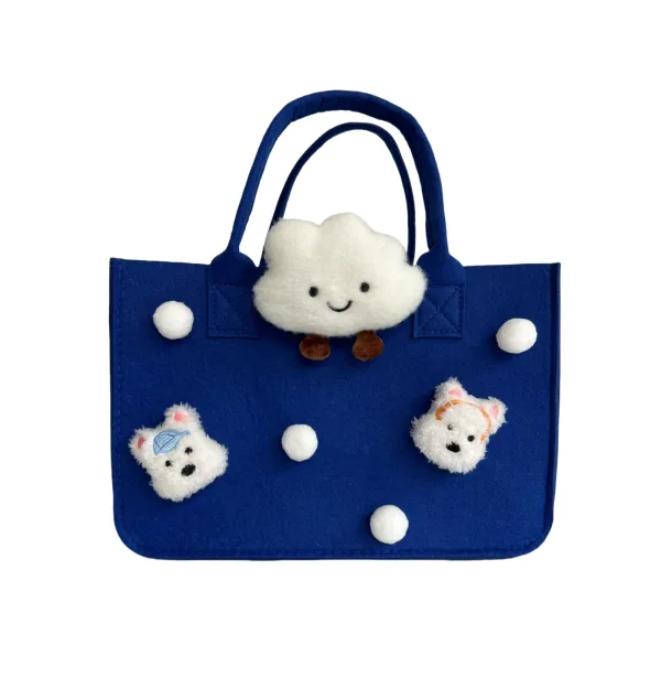 Westie Dog Cartoon Portable Grocery Felt Tote For Boys Gift Bag For Kids Age 4-12
