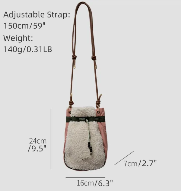 Sherpa Mini Drawstring Crossbody Pouch For Girls - Image 2