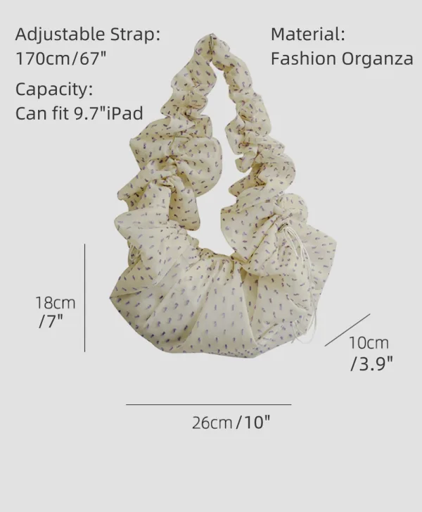Purple Dot Organza Stylish Ruffle Shoulder Bag - Image 3
