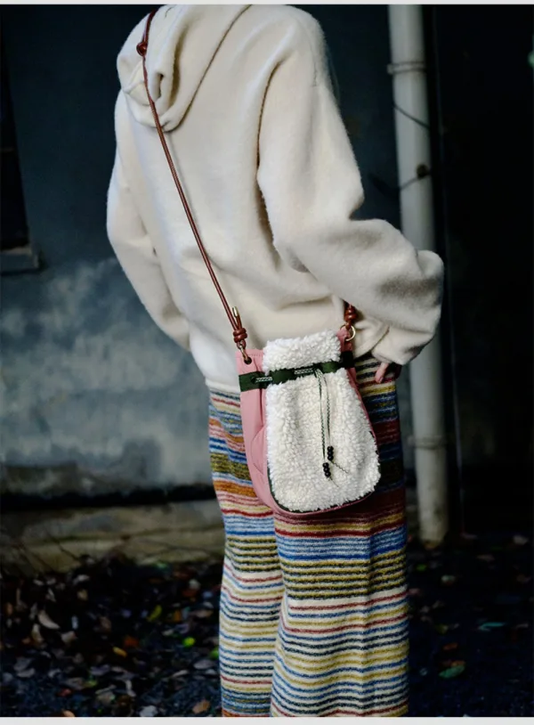 Sherpa Mini Drawstring Crossbody Pouch For Girls - Image 3