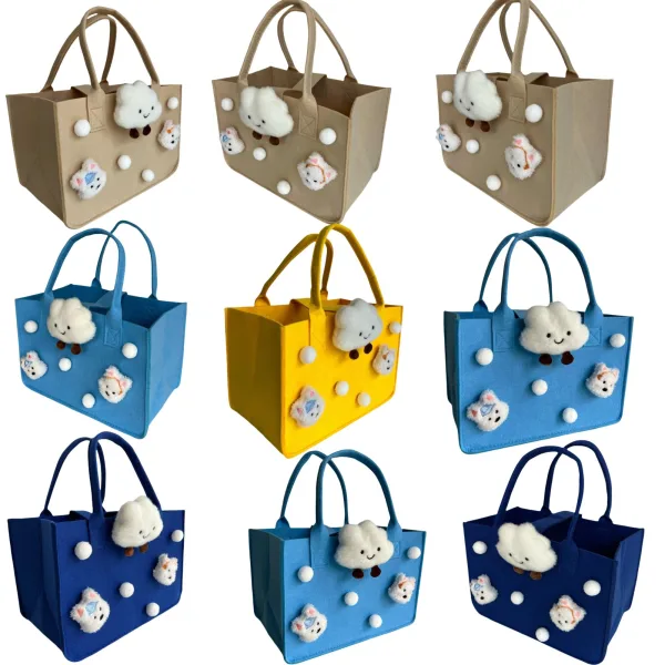 Westie Dog Cartoon Portable Grocery Felt Tote For Boys Gift Bag For Kids Age 4-12 - Image 2