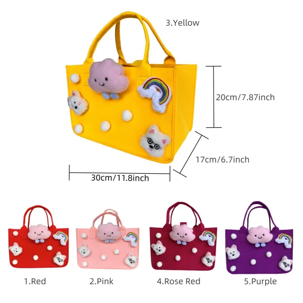 Westie Puppy Cartoon Grocery Felt Tote For Girls Gift Bags For Kids Age 4-12 - Image 3