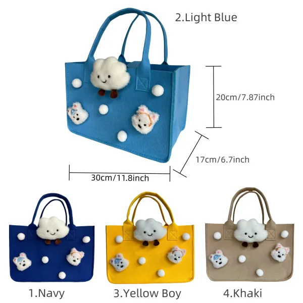 Westie Dog Cartoon Portable Grocery Felt Tote For Boys Gift Bag For Kids Age 4-12 - Image 3