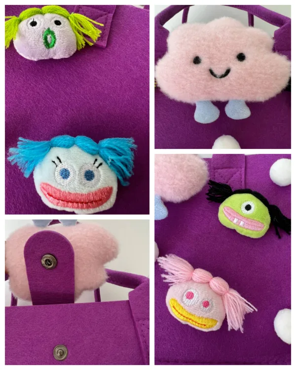 Quirky Cute Dolls Grocery Felt Tote For Girls Gift Bag For Kids Age 4-12 - Image 5