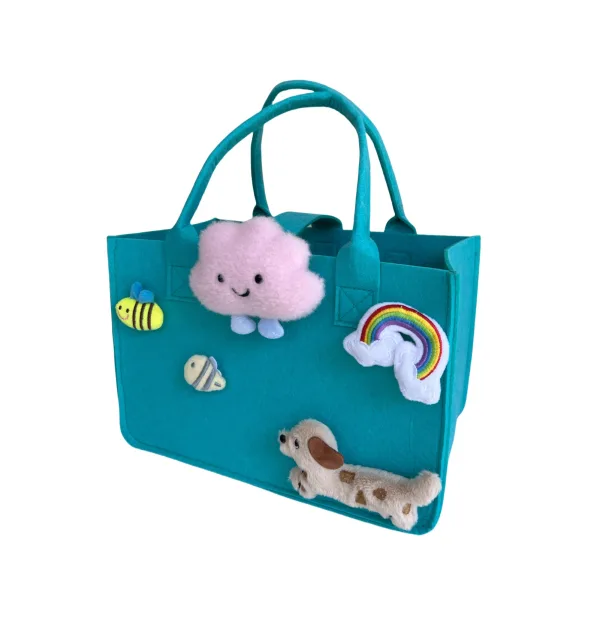 Dachshund Puppy Cartoon Grocery Felt Tote For Girls Gift Bag For Kids Age 4-12 - Image 4