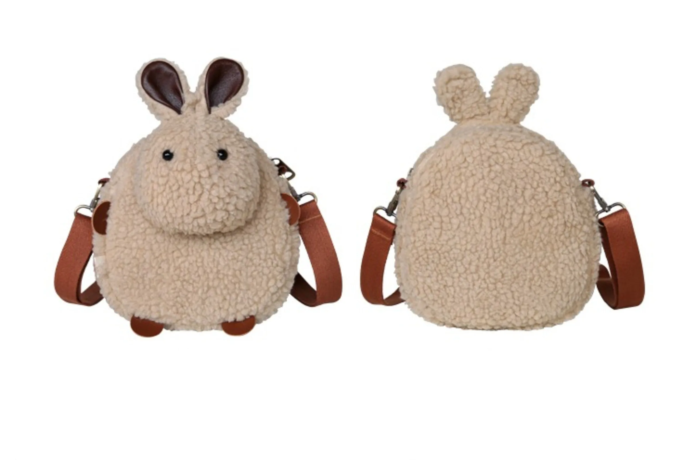 Small Plush fleece Bunny Crossbody Bag Sherpa Shoulder Bag - Image 4