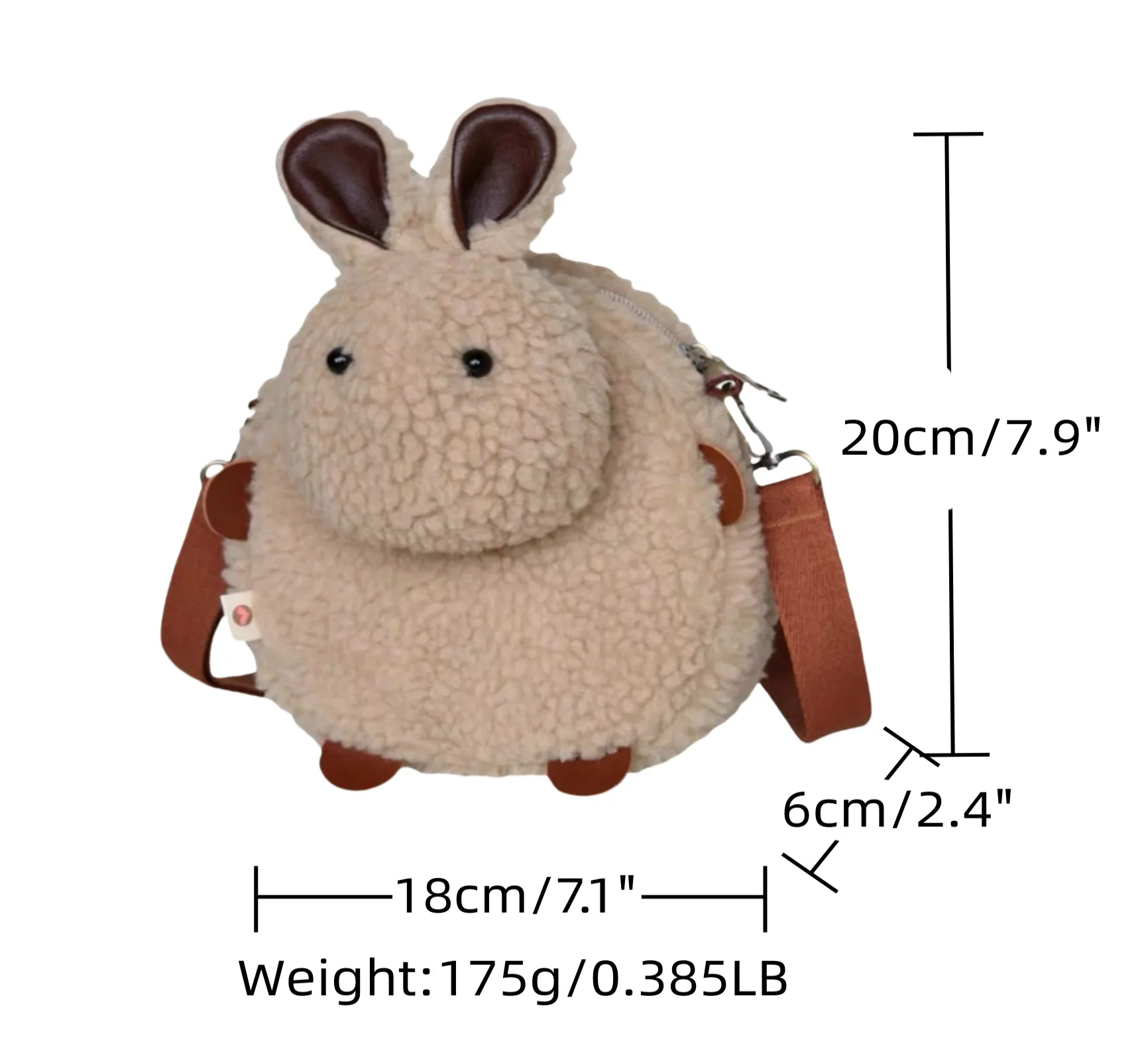 Small Plush fleece Bunny Crossbody Bag Sherpa Shoulder Bag - Image 3