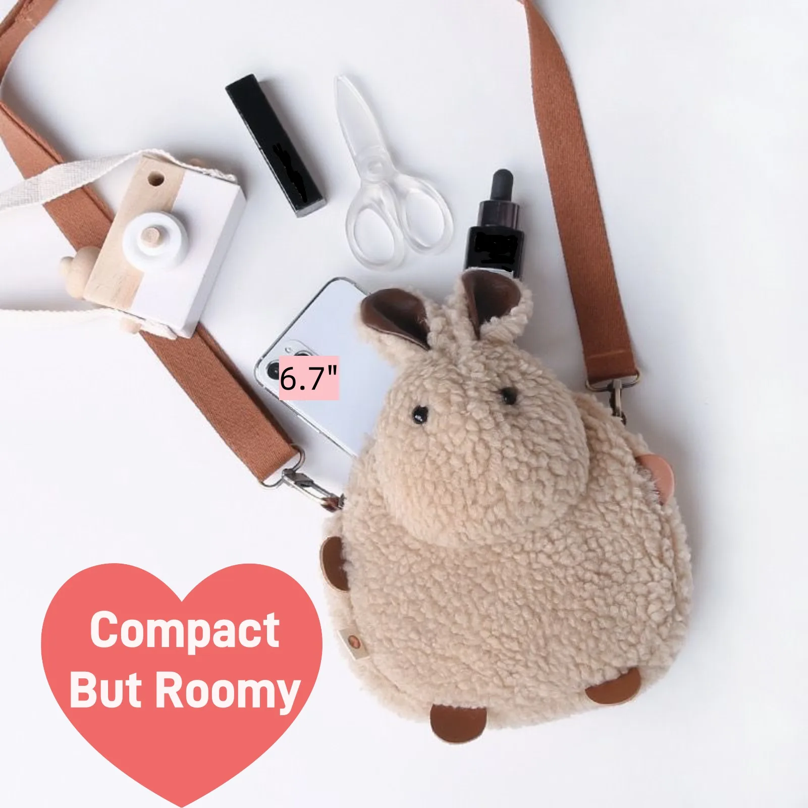 Small Plush fleece Bunny Crossbody Bag Sherpa Shoulder Bag - Image 2