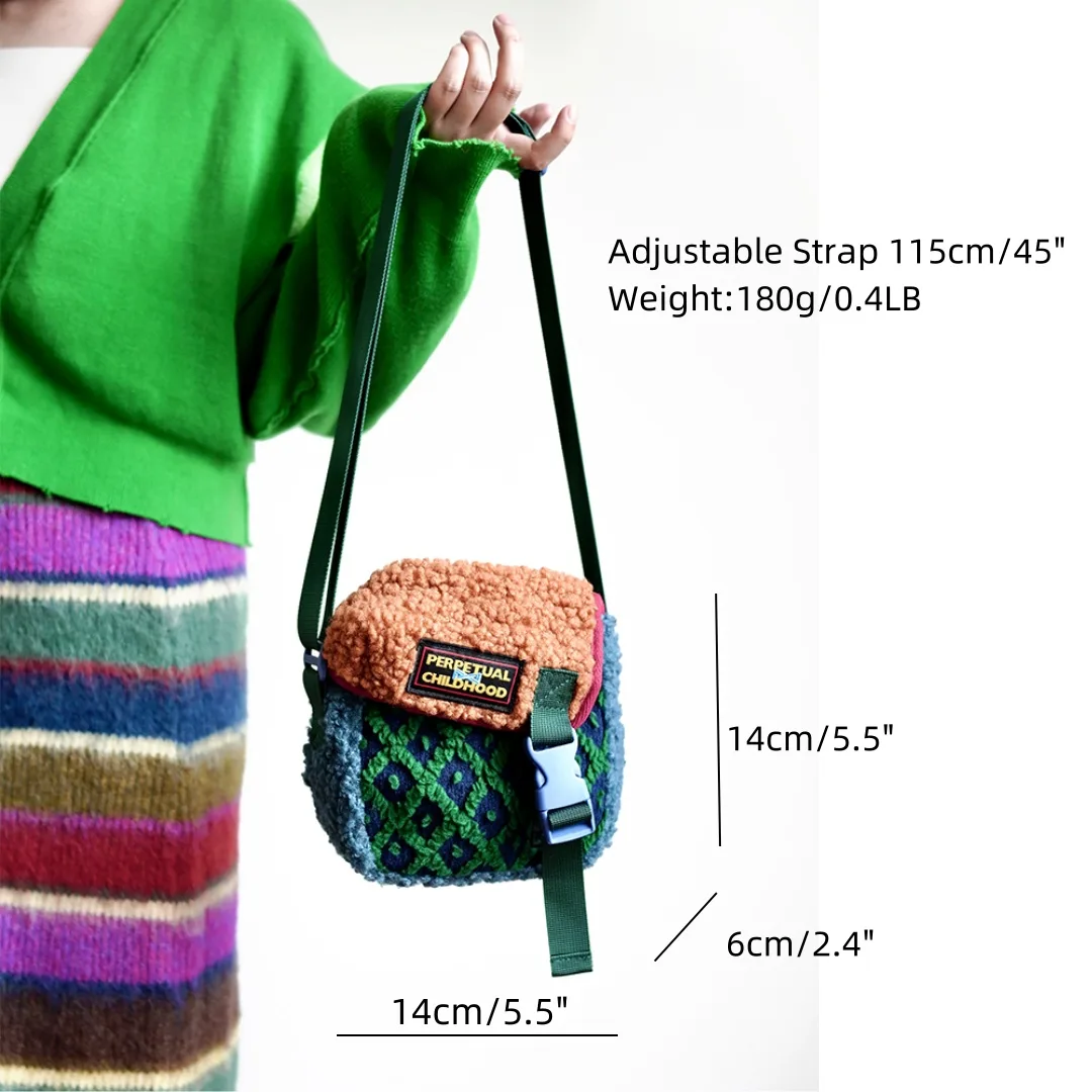 Mini Colorful Sherpa Fabric Crossbody Pouch For Girls - Image 2